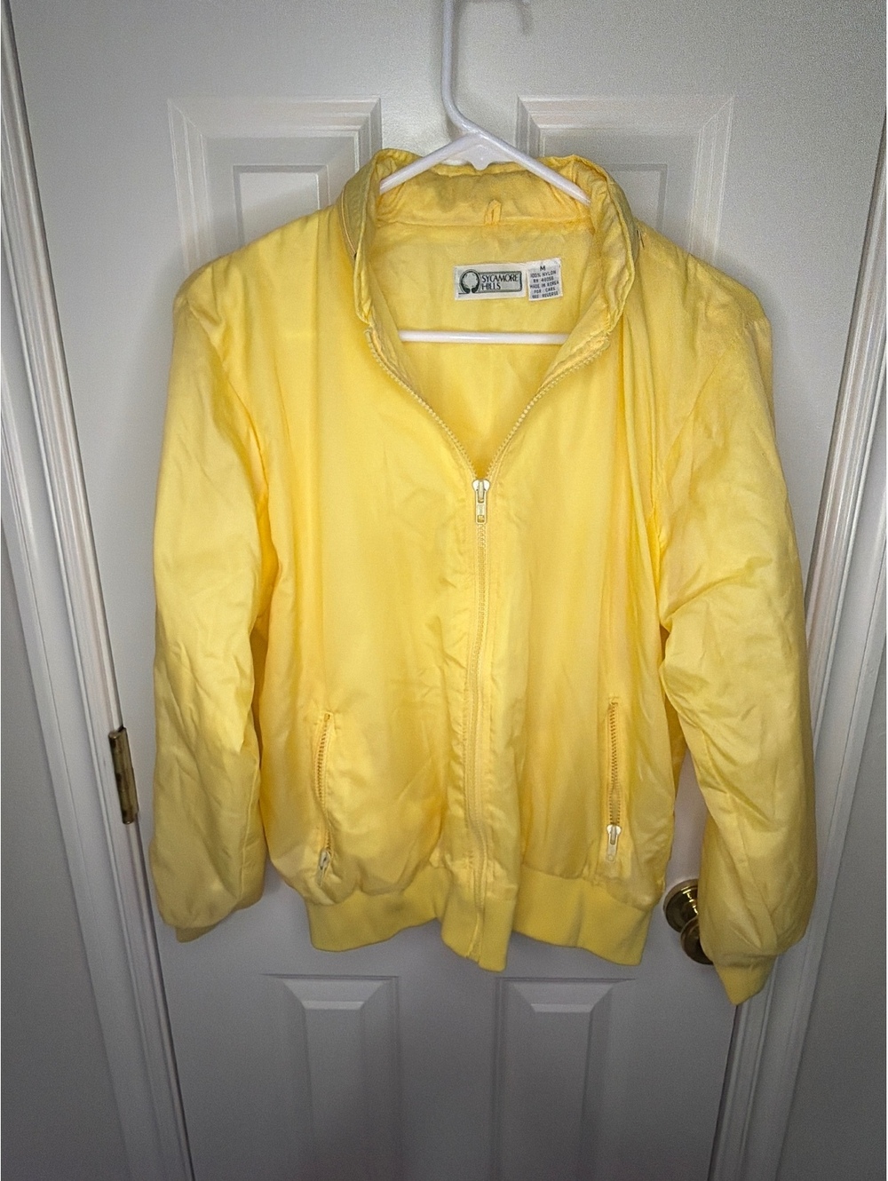 Vintage Sycamore Hills Yellow Nylon Zip Windbreaker size medium